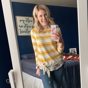 Yellow and white stripe sweater